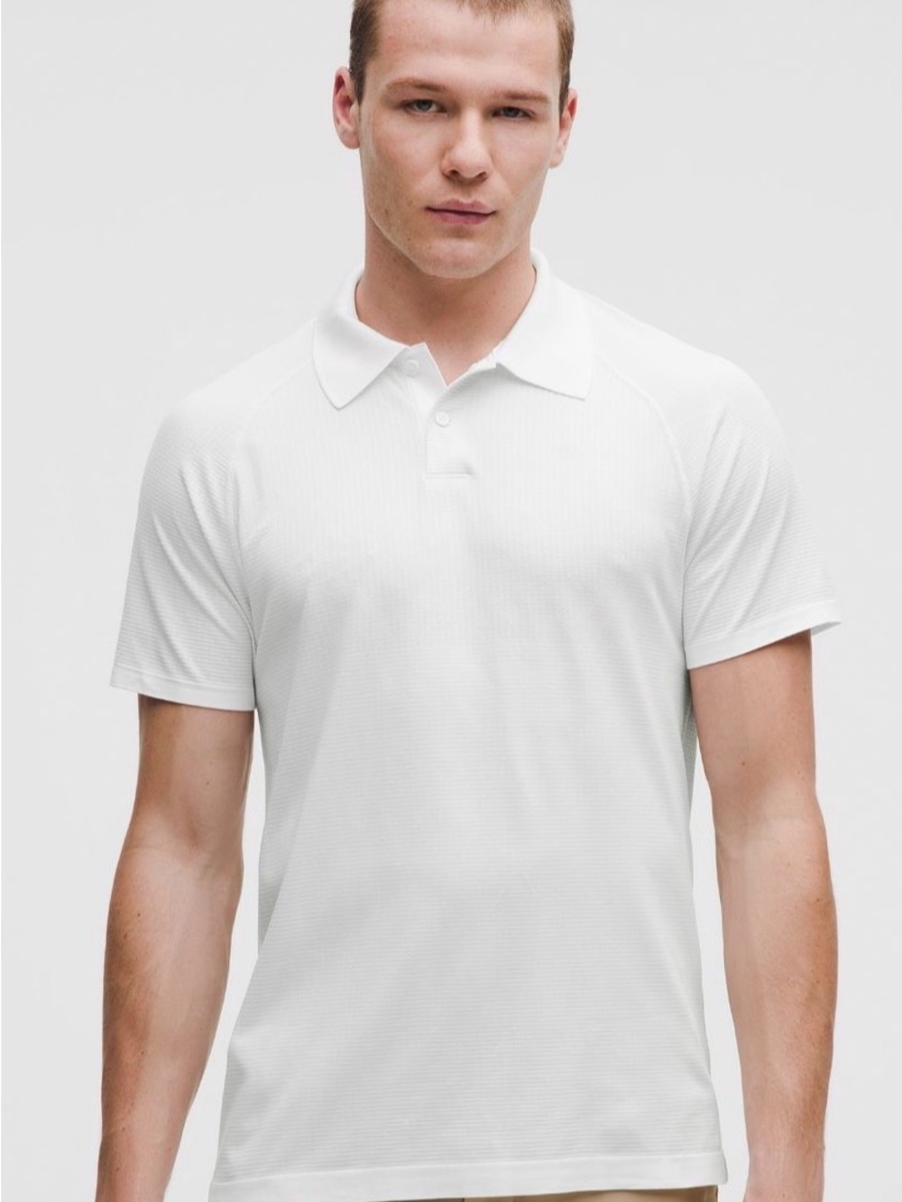Lululemon Men's White Short-Sleeve Polo Shirt